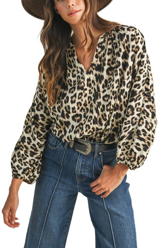 Leopard Print Loose Fit Blouse
