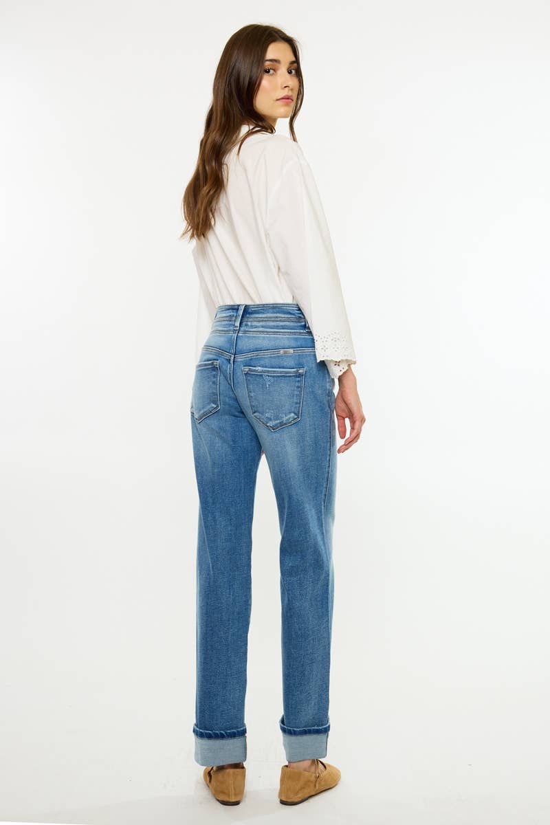 Mid Rise True Straight Jeans