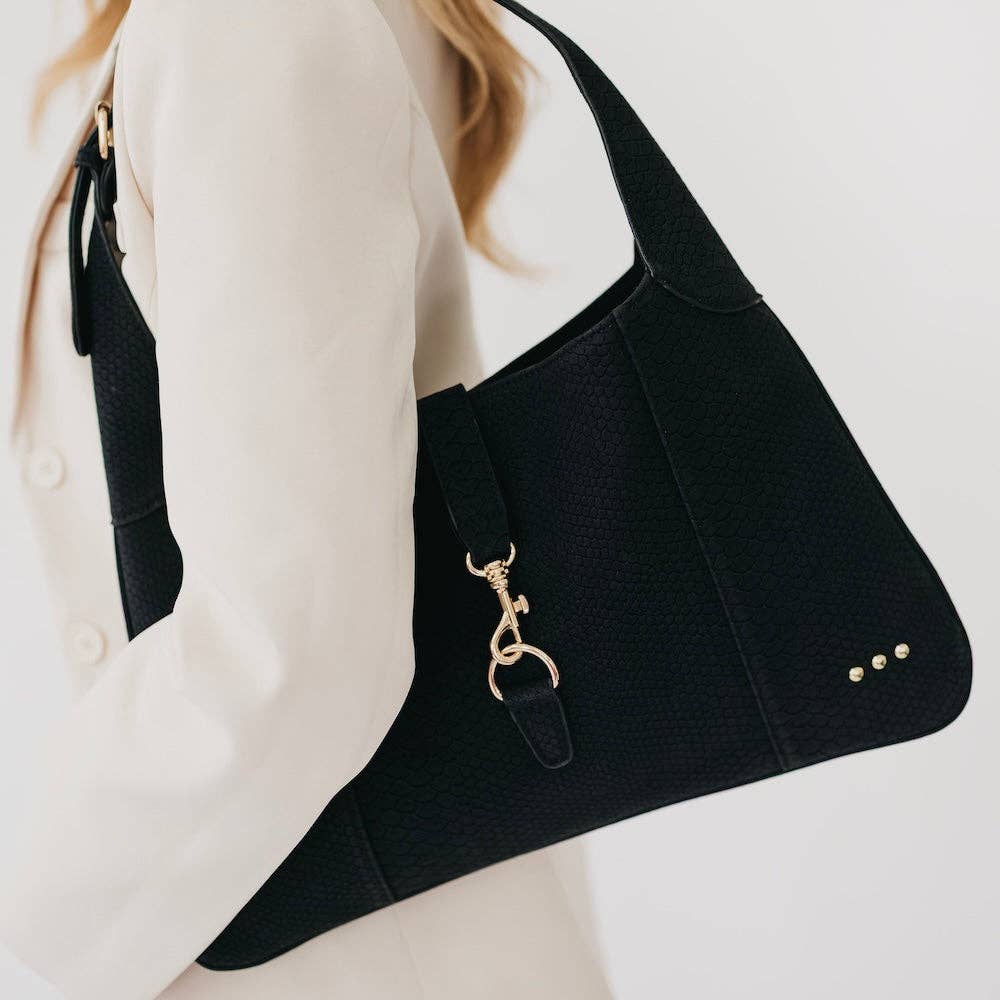 Amie Snake Embossed Shoulder Bag