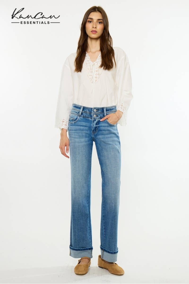 Mid Rise True Straight Jeans
