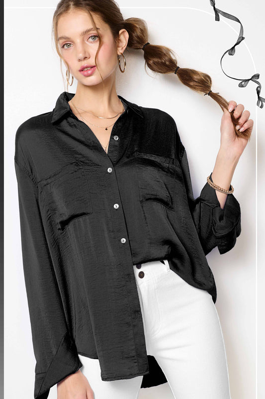 Silky and Flowy Button Down Long Sleeve Shirts