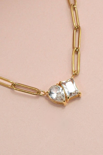 Heather 18K Stainless Steel Tarnish Free Rhinestone Necklace