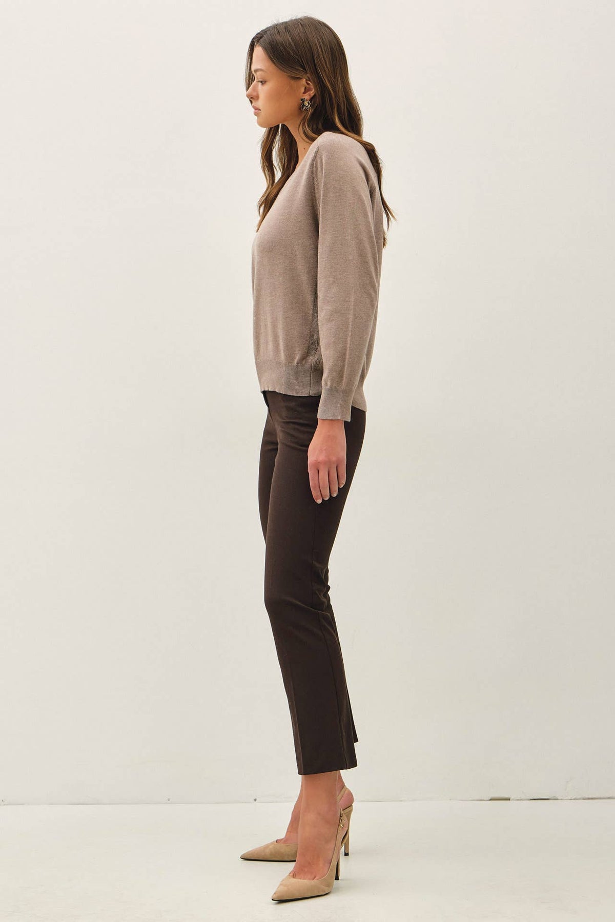 Wool Blended V-Neck Loose Fit Sweater