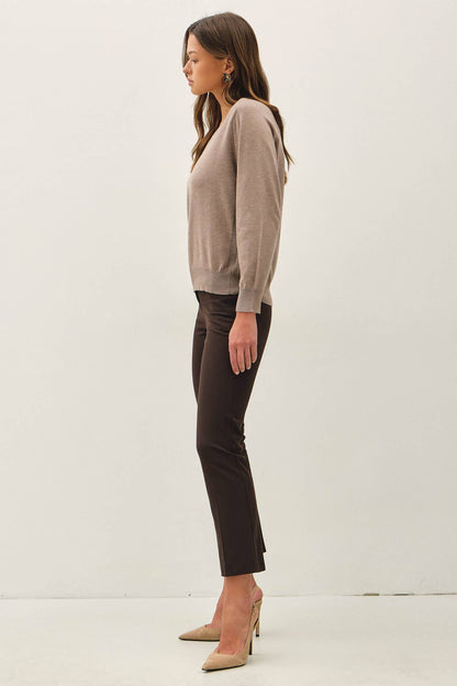 Wool Blended V-Neck Loose Fit Sweater