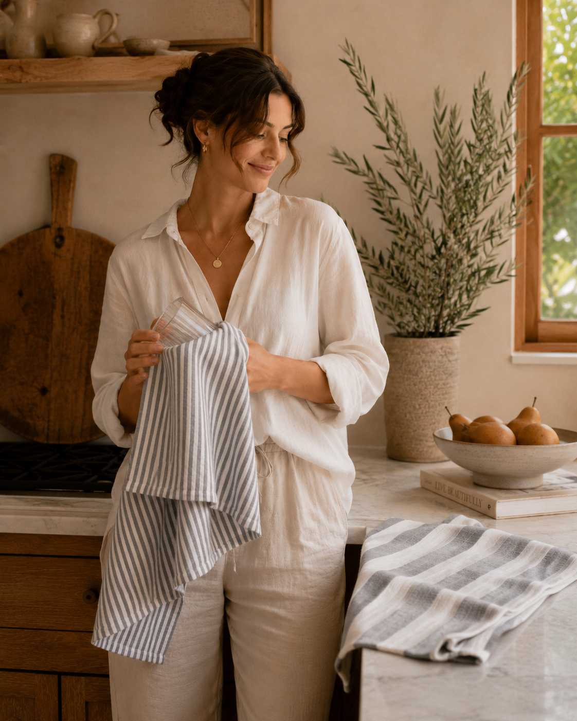 Stripe Tea Towel Set - Whimsical Details - ["dish towel","hand towel","tea towel","towels"]