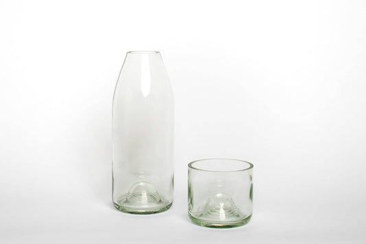 Clear Carafe Set - Made from Wine Bottles - Whimsical Details - ["carafe","wine bottle carafe"]