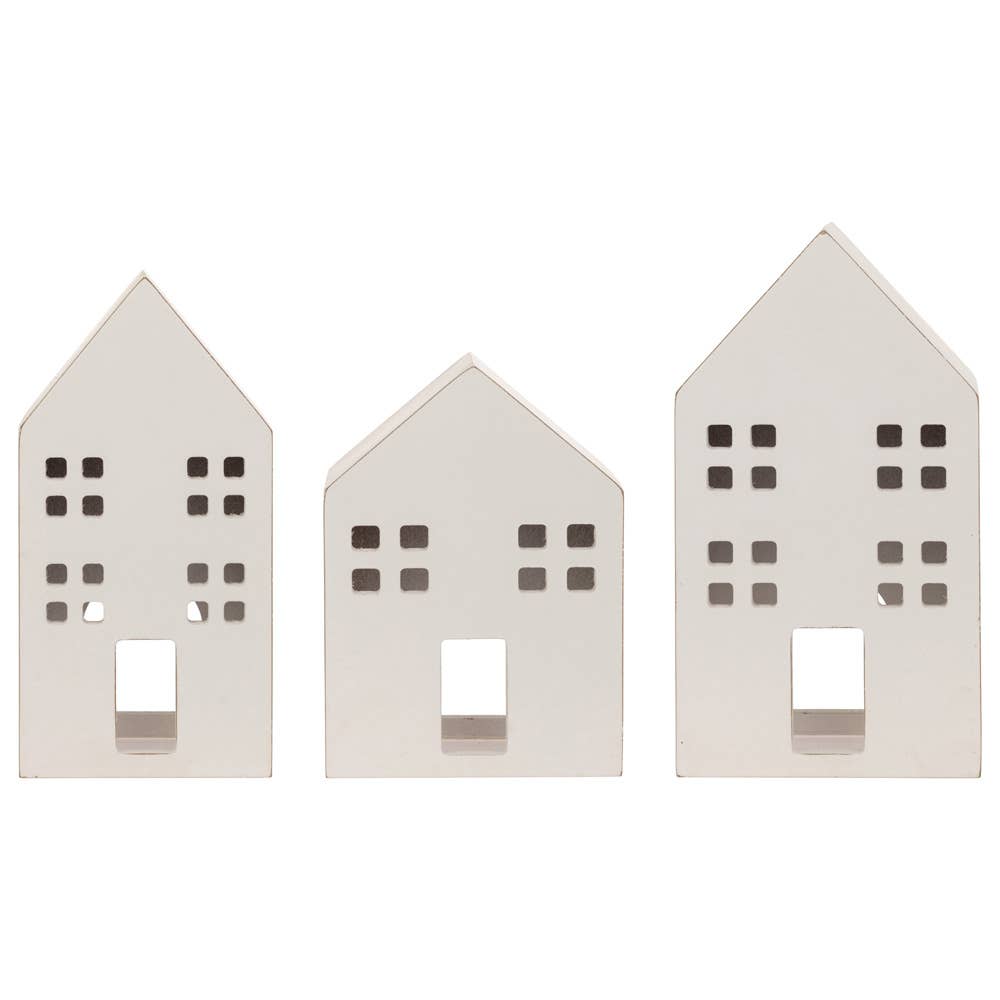 Winter White Houses Set of 3 Christmas Décor - Whimsical Details - []