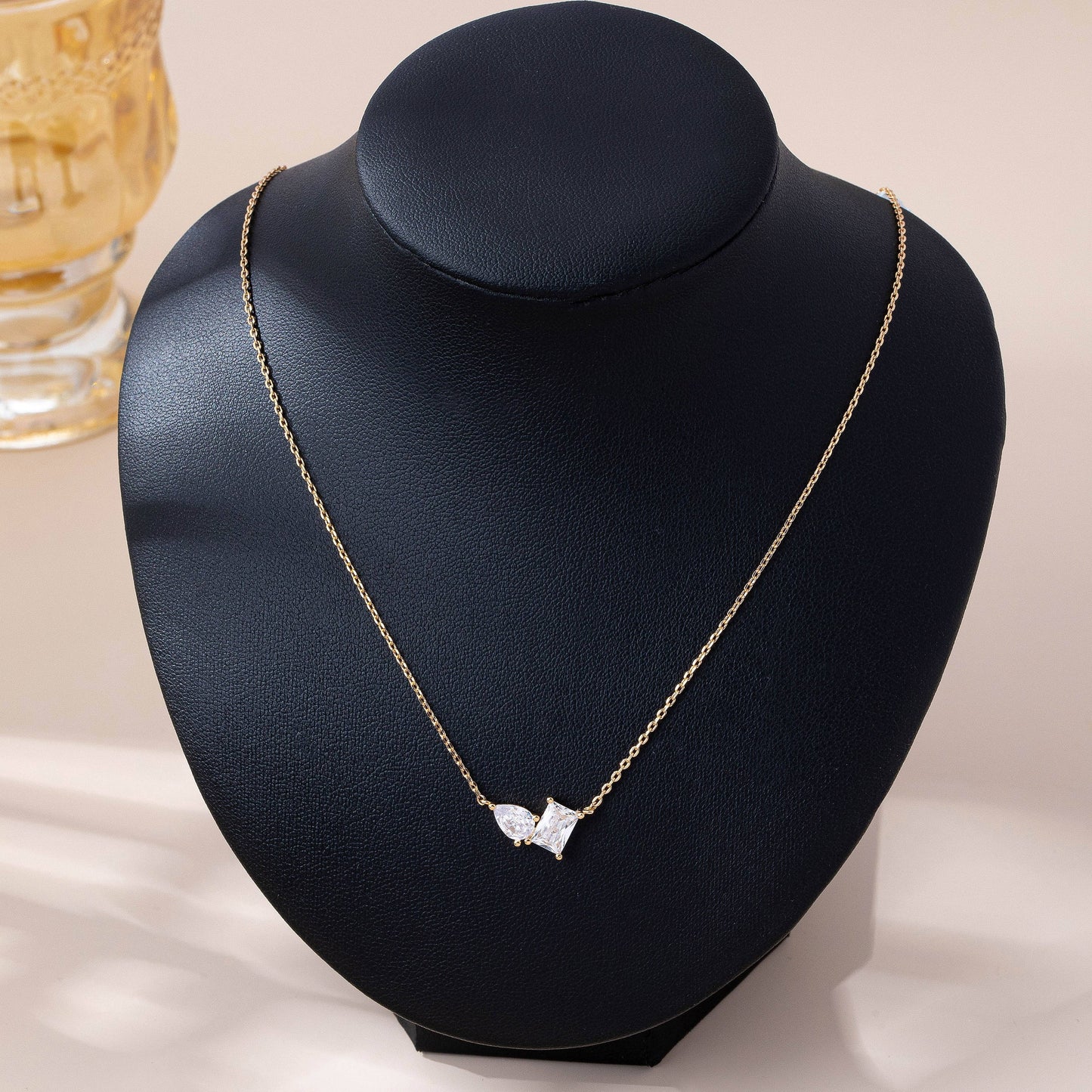 Bethanne Teardrop Rectangle Crystal Pendant Necklace