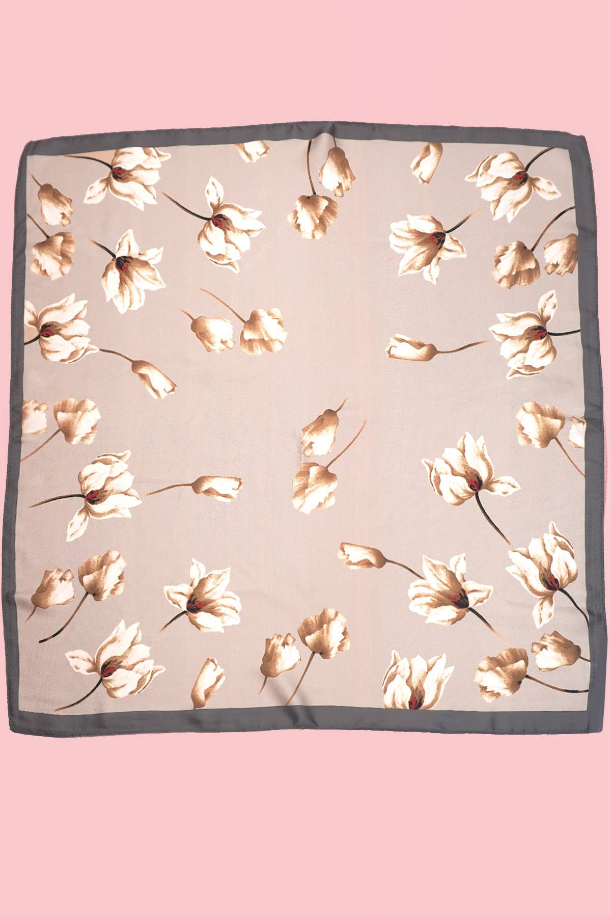 Flower Print Silky Bandana Scarf