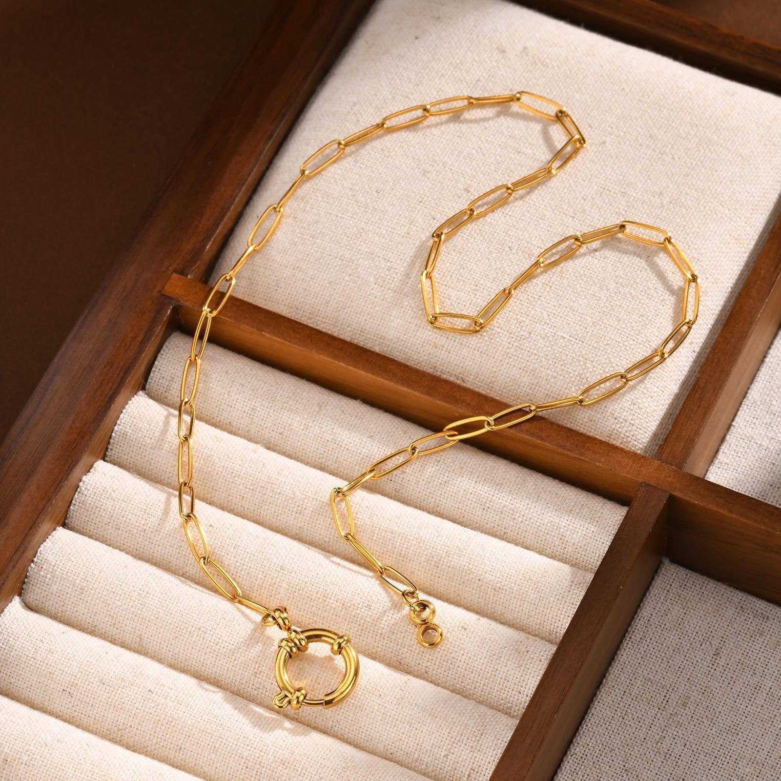 MADISON 18K STAINLESS STEEL TARNISH FREE CIRCLE NECKLACE - Whimsical Details - ["gold","gold hoops","necklace"]