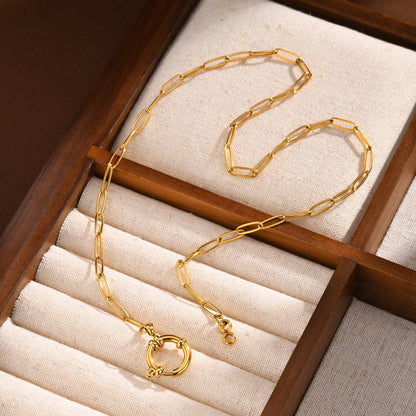 MADISON 18K STAINLESS STEEL TARNISH FREE CIRCLE NECKLACE - Whimsical Details - ["gold","gold hoops","necklace"]