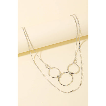 Triple Hoop Linked Layered Chain Necklace