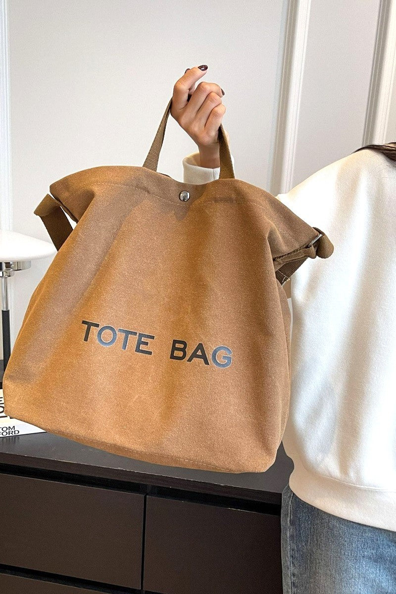 Minimalist large capacity canvas shoulder tote bag - Whimsical Details - ["minimal","simple","totebag"]