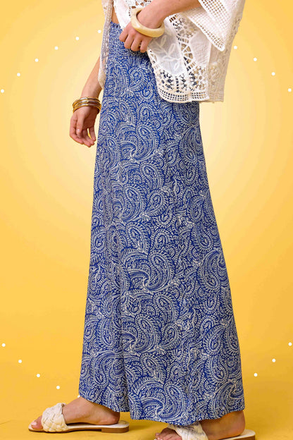 Boho Paisley Print Wide Leg Flowy Pants with Pockets - Whimsical Details - ["Flare pants","flouncy pants","pants","Spring"]