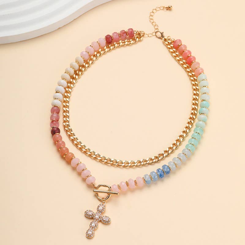 Erin Multi Layer Pendant Resin Beaded Necklaces