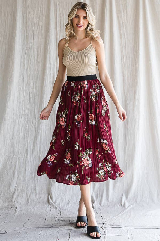 PLEATED FLORAL SKIRT - Whimsical Details - []