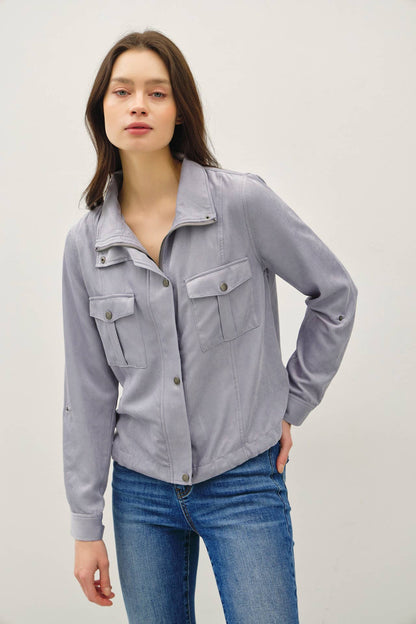 Cropped Utility Zipper Safari Jacket - Whimsical Details - ["Jacket","Safari Jacket","Sand","sand beige","utility jacket","zip","zip up"]