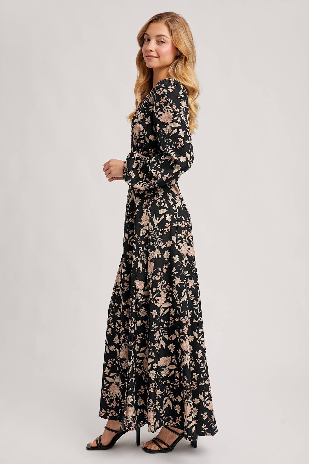 FLORAL PRINT WRAP MAXI DRESS