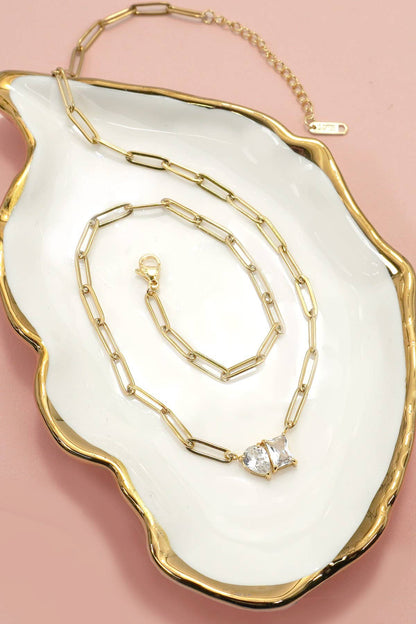 Heather 18K Stainless Steel Tarnish Free Rhinestone Necklace