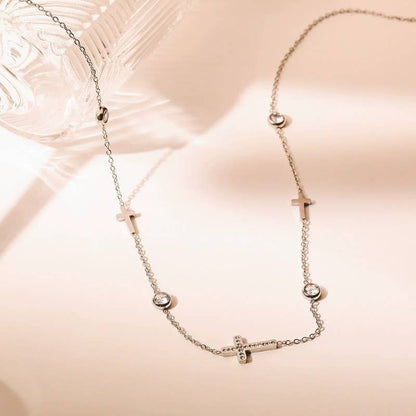 Jodi Rhinestone and Cross Necklace