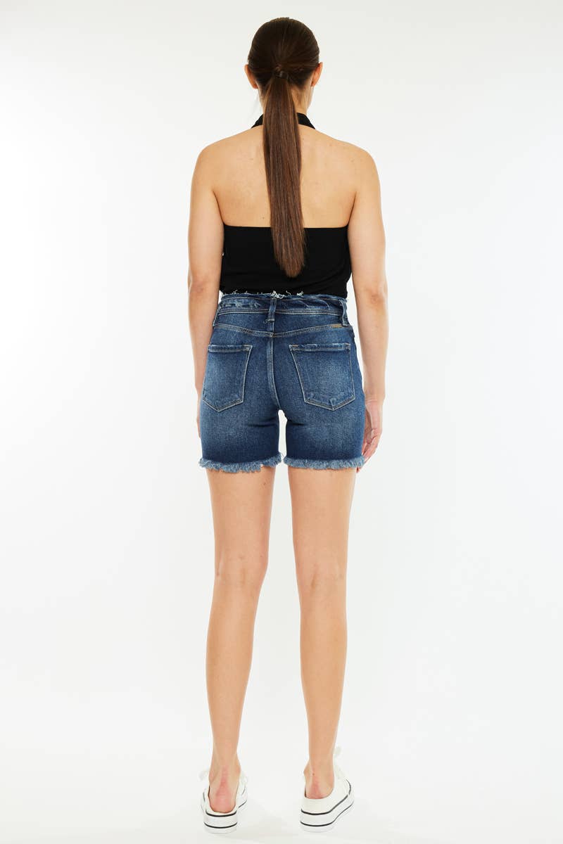 KanCan Dark Wash Denim Shorts - Whimsical Details