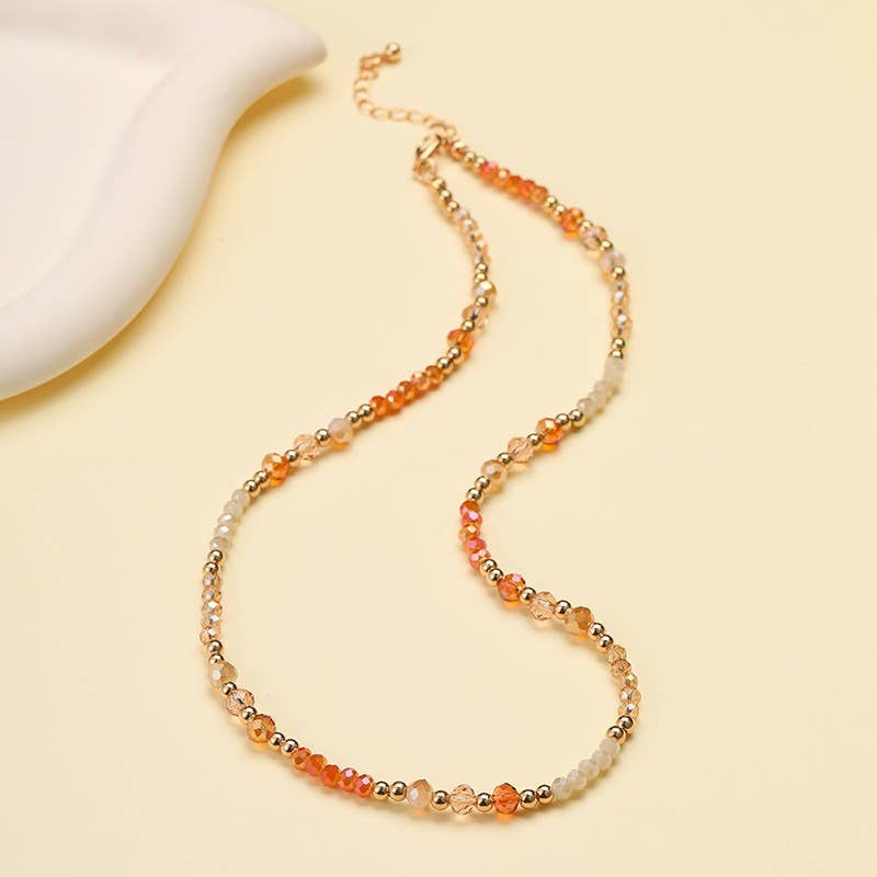Ella Faceted Glass Bead & Gold Accent Beaded Necklace