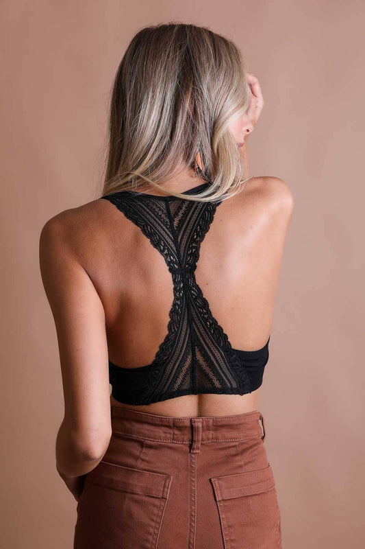 Seamless Front Lace Racerback Bralette - Whimsical Details