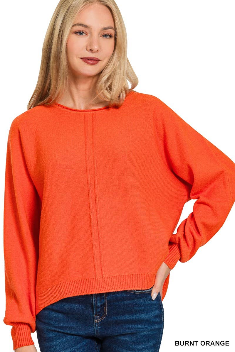 Viscose Front Seam Round Neck Sweater