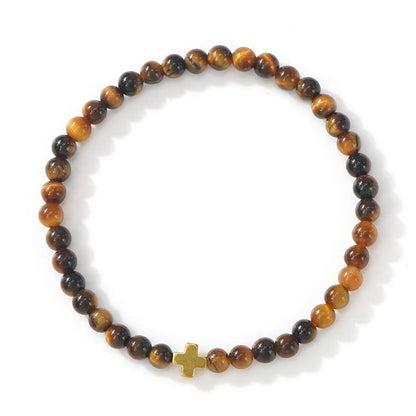 BOHO CROSS NATURAL STONE PERSONALIZED BRACELET | 40B5184 - Whimsical Details - []