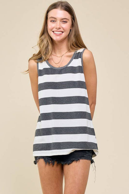 Striped Cami With Contrast Neck Band