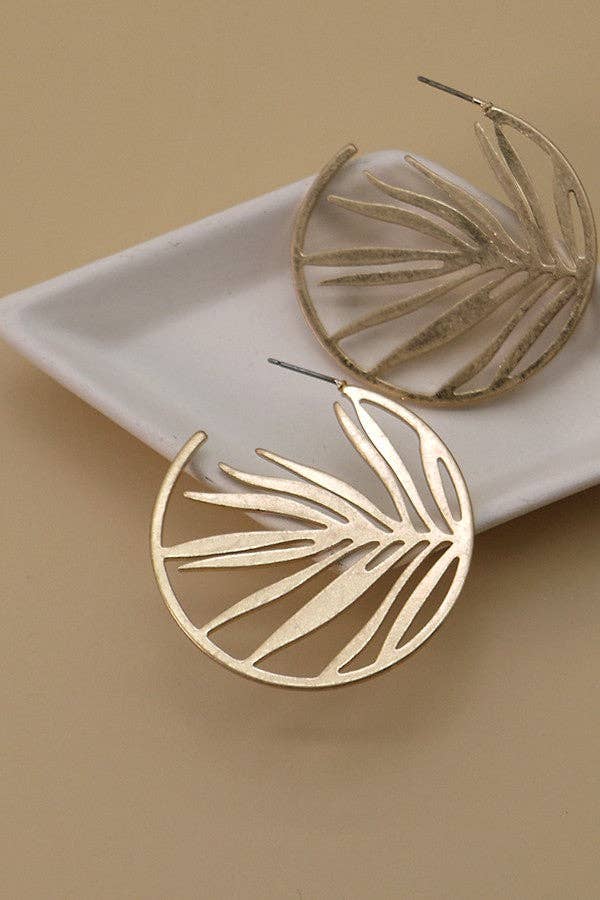 Elizabeth Cutout Leaf Hoop Earrings