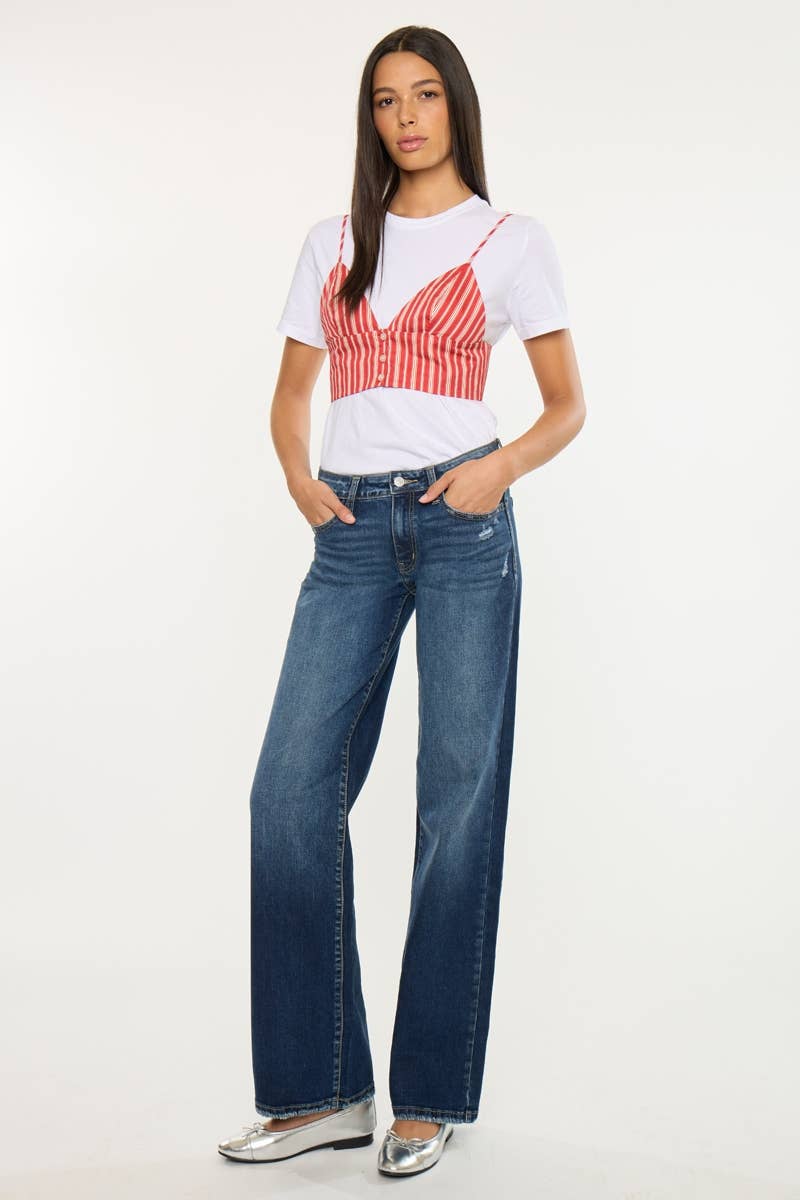 Mid Rise Wide Leg Denim