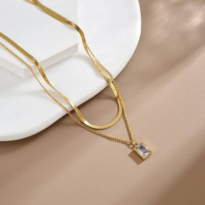 COVE 18K STAINLESS STEEL TARNISH FREE LAYERED NECKLACE