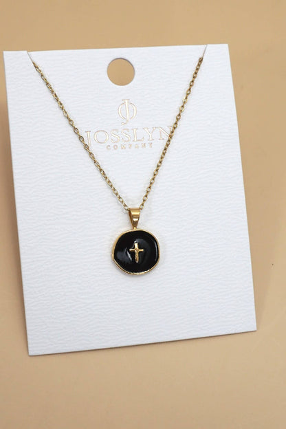 GRACE 18K STAINLESS STEEL TARNISH FREE CROSS NECKLACE - Whimsical Details - ["black necklace","cross necklace","gold","necklace"]