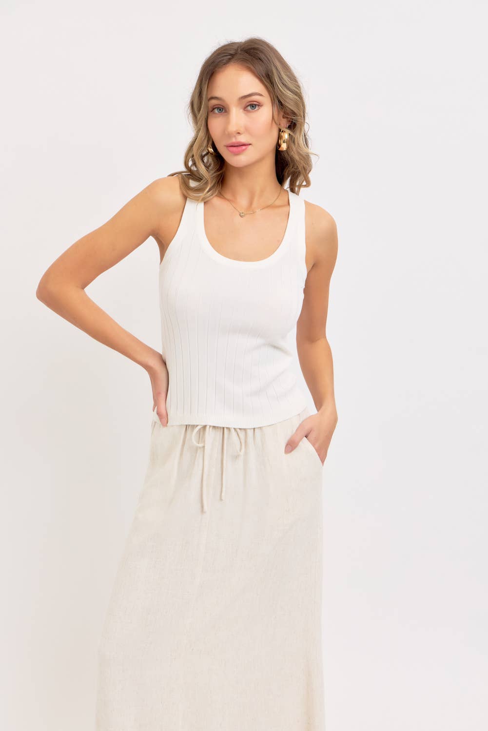 LINEN PULLOVER MAXI SKIRT - Whimsical Details - ["linen","Linen Dress","midi skirt","oatmeal","skirt"]