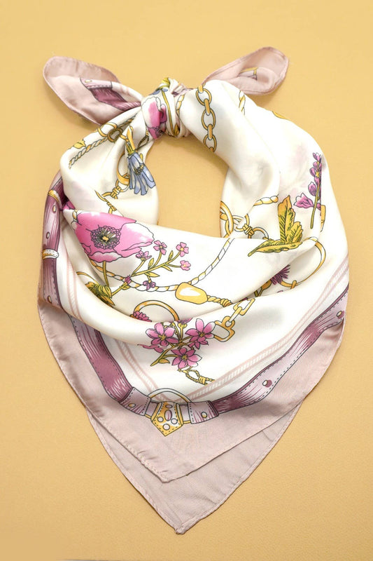 Vintage Floral Print Bandana Scarf - Whimsical Details - ["bag charm","scarf"]