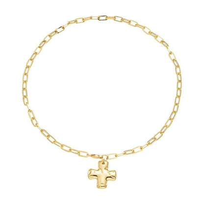 Kara Notable hammered Cross Necklace with Front Toggle