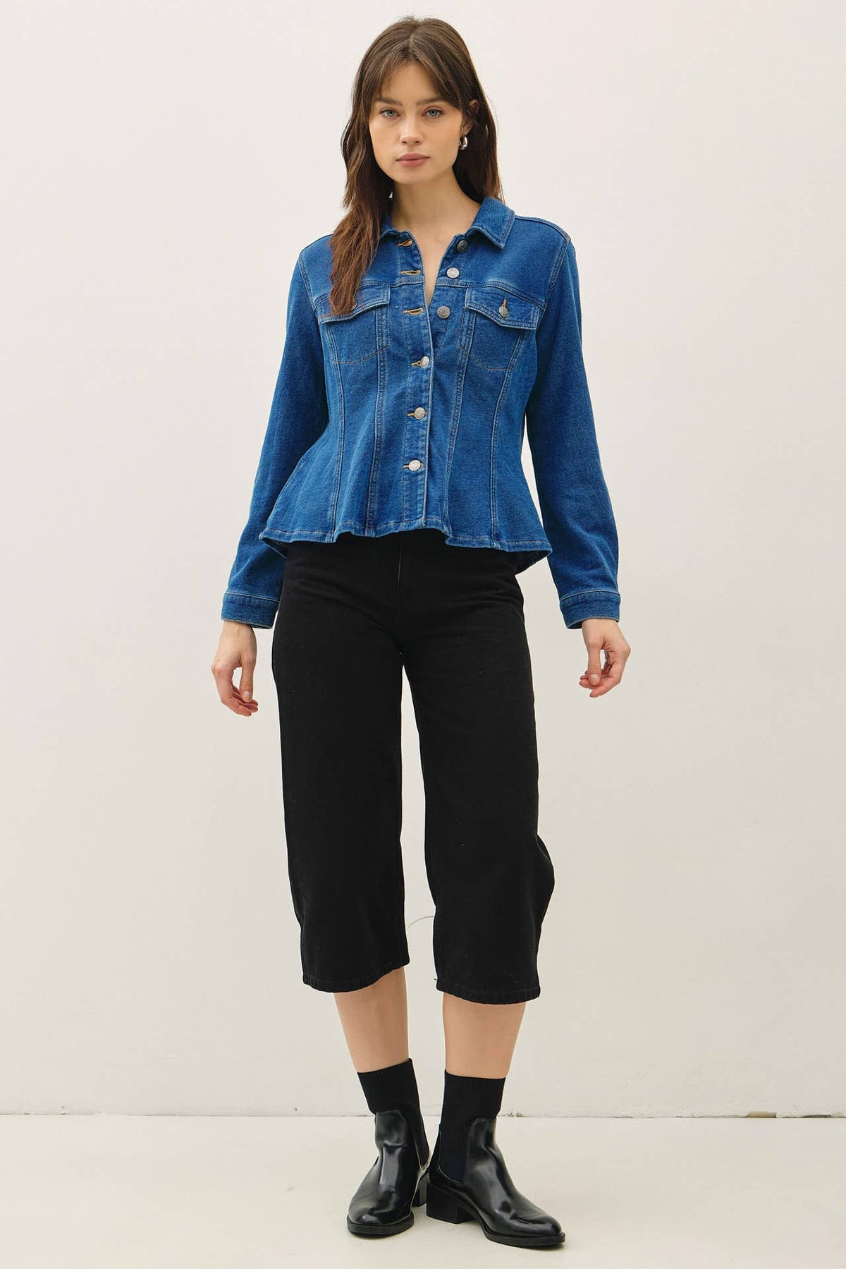 Fit and Flare Rider Denim Stretchy Jacket