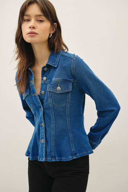 Fit and Flare Rider Denim Stretchy Jacket