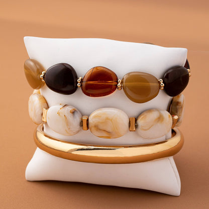 Laurie Multi Acrylic Facet Gold Bracelet Set