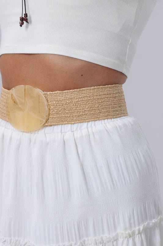 Resort Eco Chic Woven Belt with Oversized Buckle