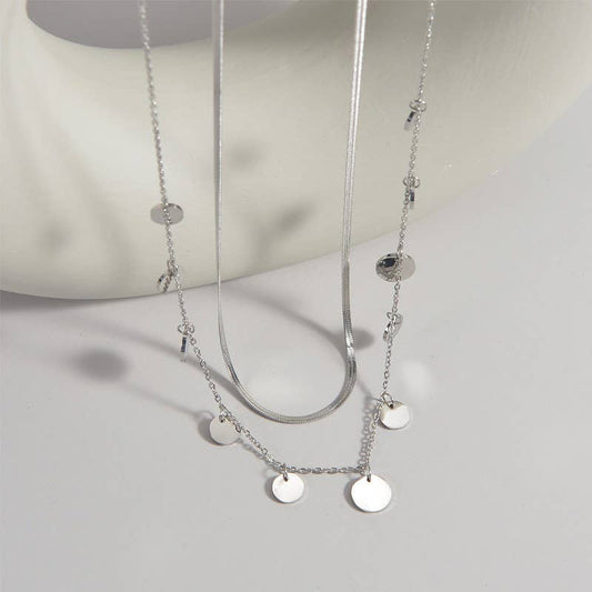 FLORENCE STAINLESS STEEL TARNISH FREE DISC LAYER NECKLACE