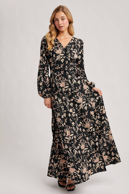 FLORAL PRINT WRAP MAXI DRESS