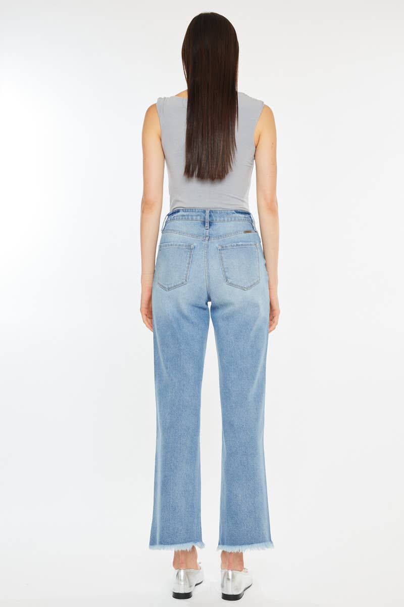 High Rise Slim Wide Leg Medium Wash Jeans