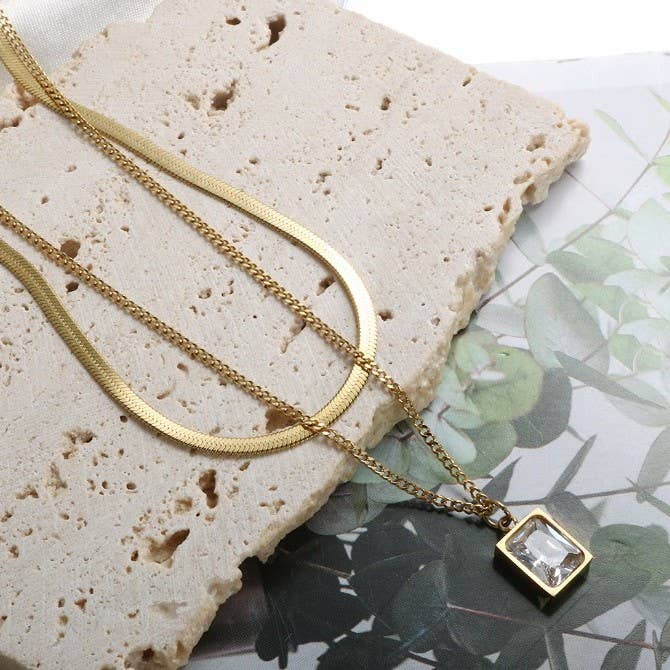 COVE 18K STAINLESS STEEL TARNISH FREE LAYERED NECKLACE