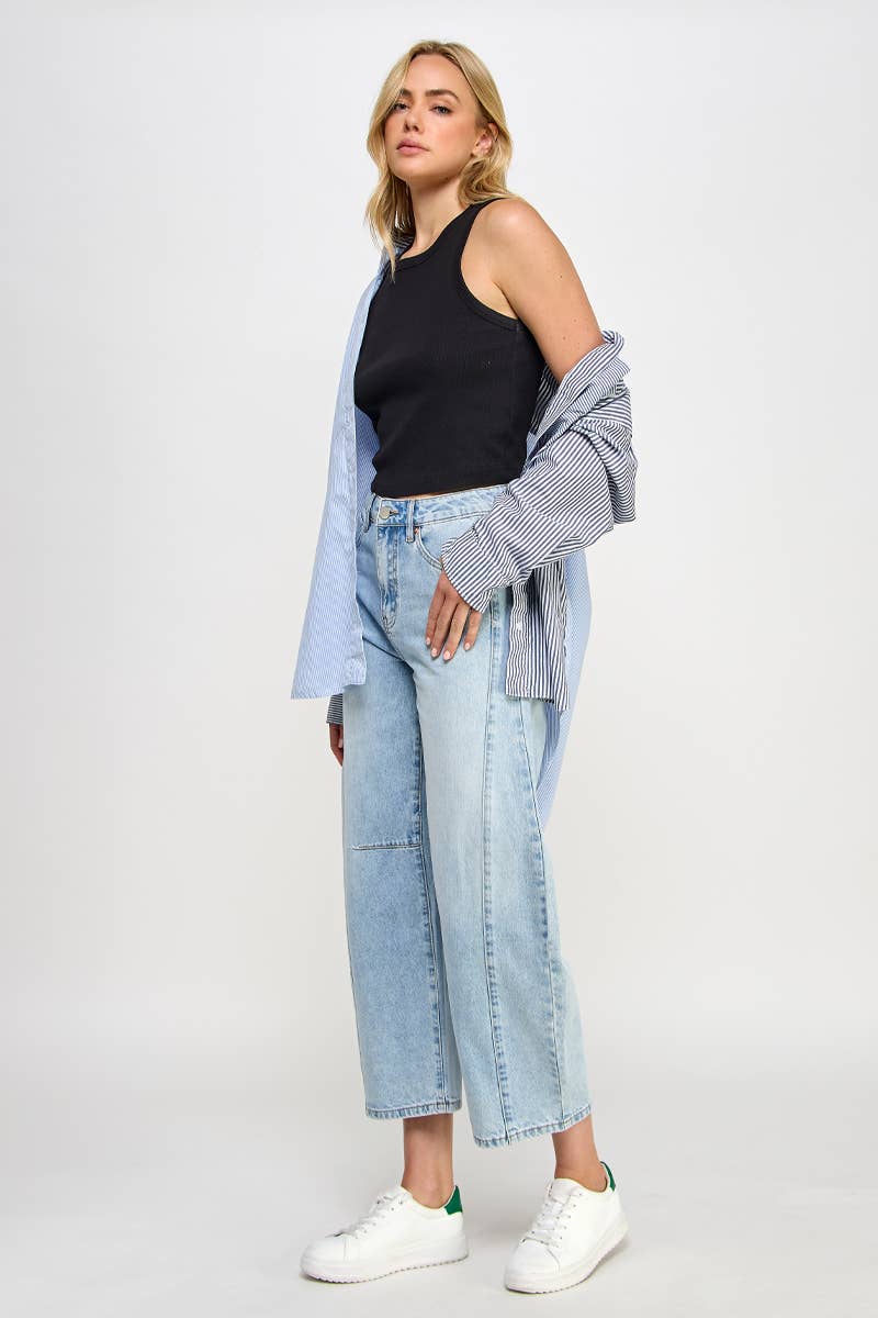 HIGH RISE BAGGY BARREL JEANS - Whimsical Details - ["baggy","barrel jeans","trendy"]