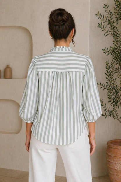 Stripe Puff Sleeve Top