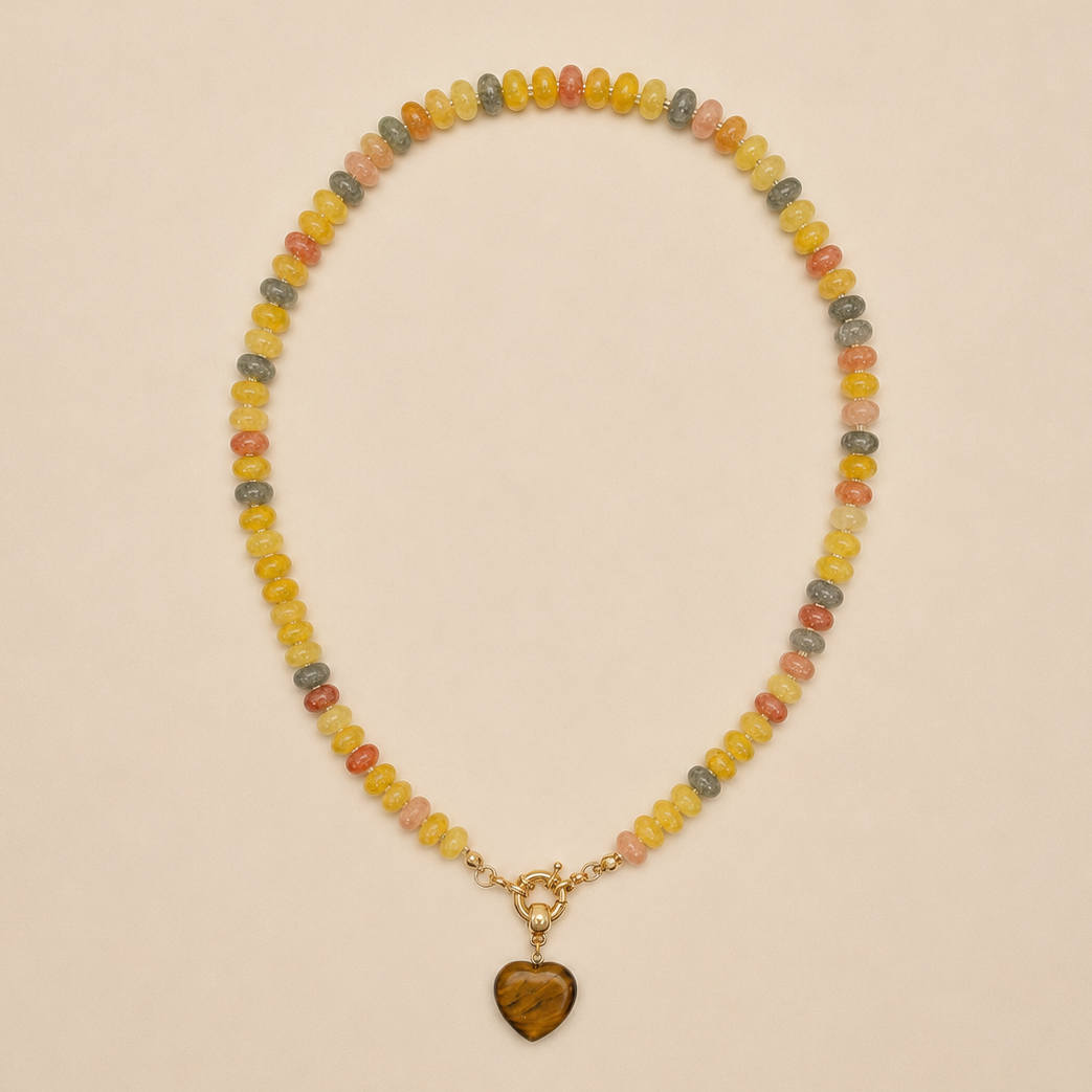 Dianna Natural Stone Semi-Precious Glass Mixed Necklace