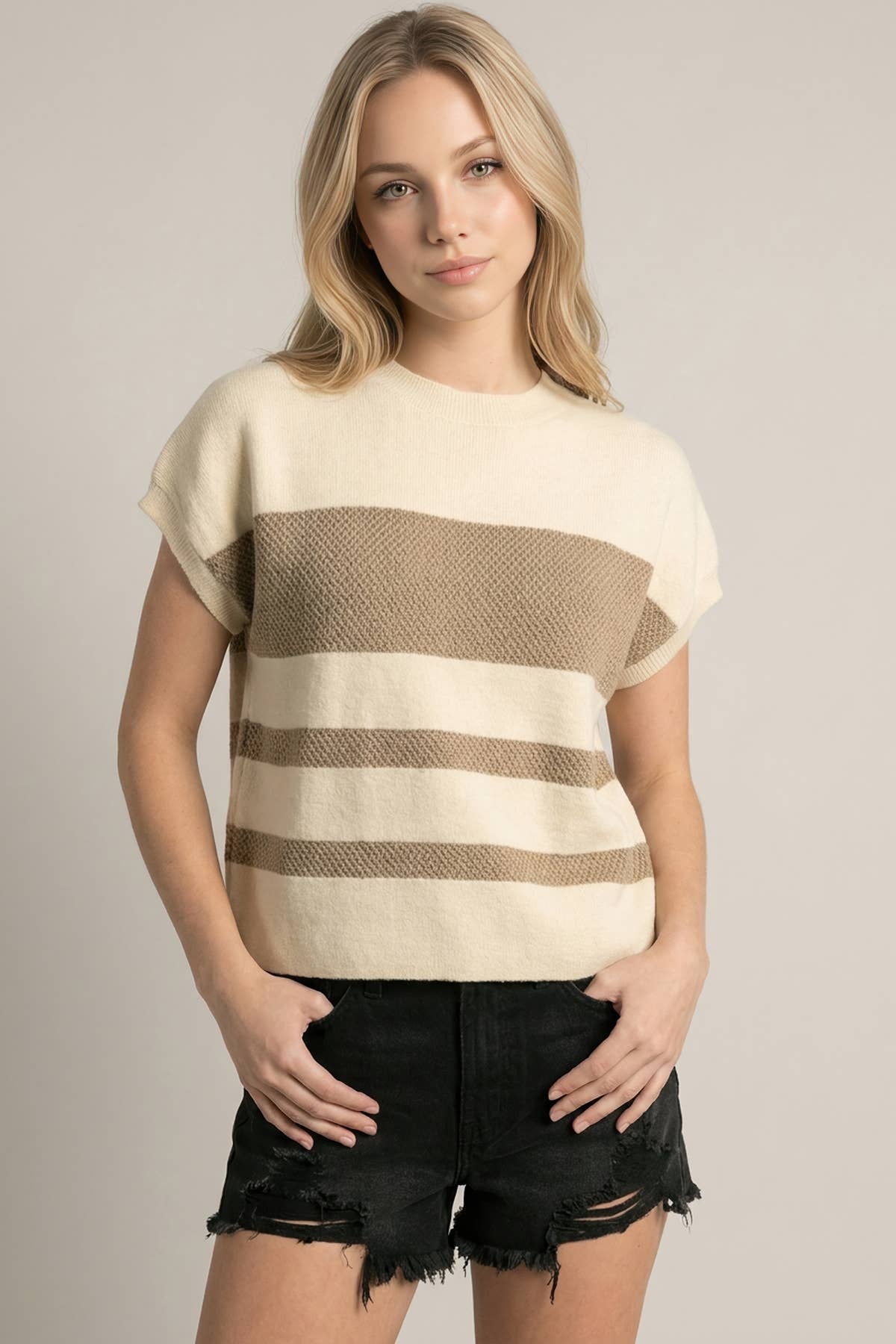 Crew Neck Striped Sweater Top