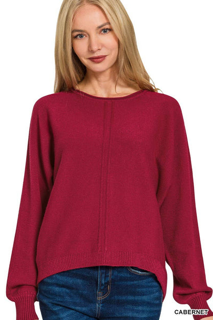 Viscose Front Seam Round Neck Sweater